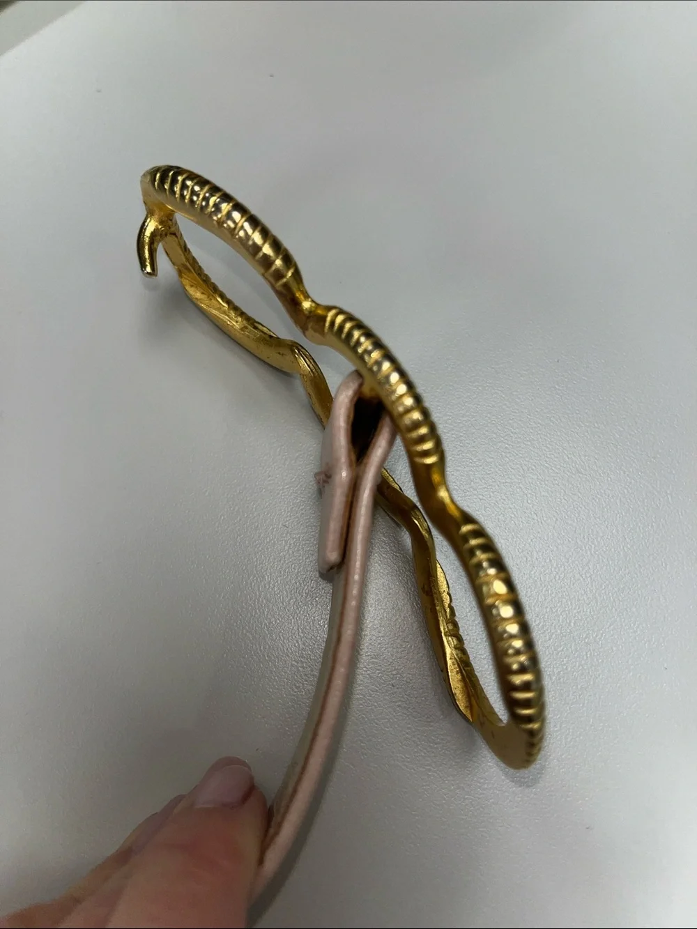 Carlisle Pink Textured Leather Belt with Gold Wavy Buckle